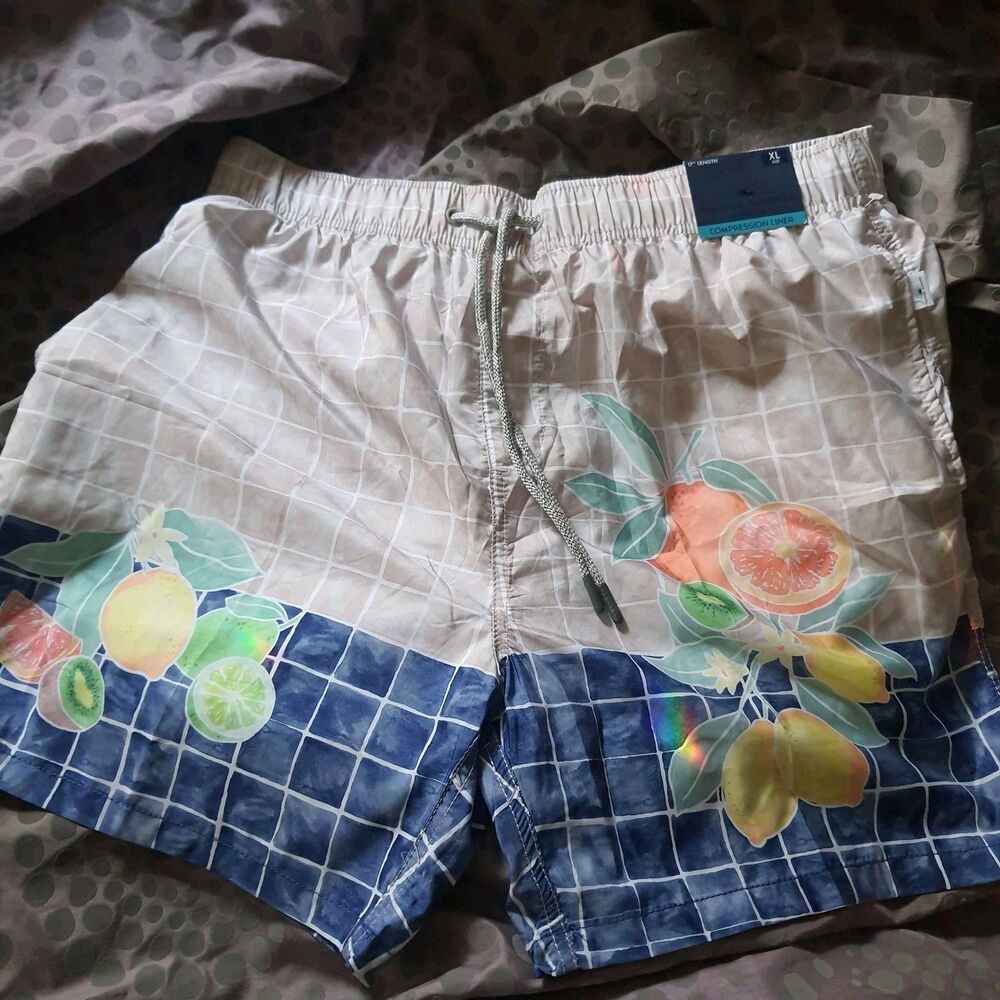 Vintage Summer Brand Volley Swim Shorts Mens XL Board Trunks Compression Liner